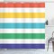 Ambesonne Striped Shower Curtain, Rainbow Colored and White Fun Horizontal Lines Room Red Yellow Blue Green Art, Cloth Fabric Bathroom Decor Set with Hooks, 69" W x 70" L, White Mustard Jade Green